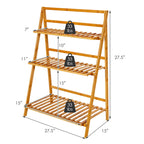 3-Tier Bamboo Plant Stand Foldable Display Shelf for Balcony
