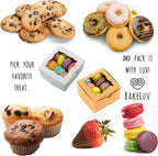 50Pcs Brown Small Cookie Boxes with Window, 4X4X2.5 Inches Bakery Boxes, Mini Cake, Treats, Macaron Packaging, Individual Cupcake, Gift Giving