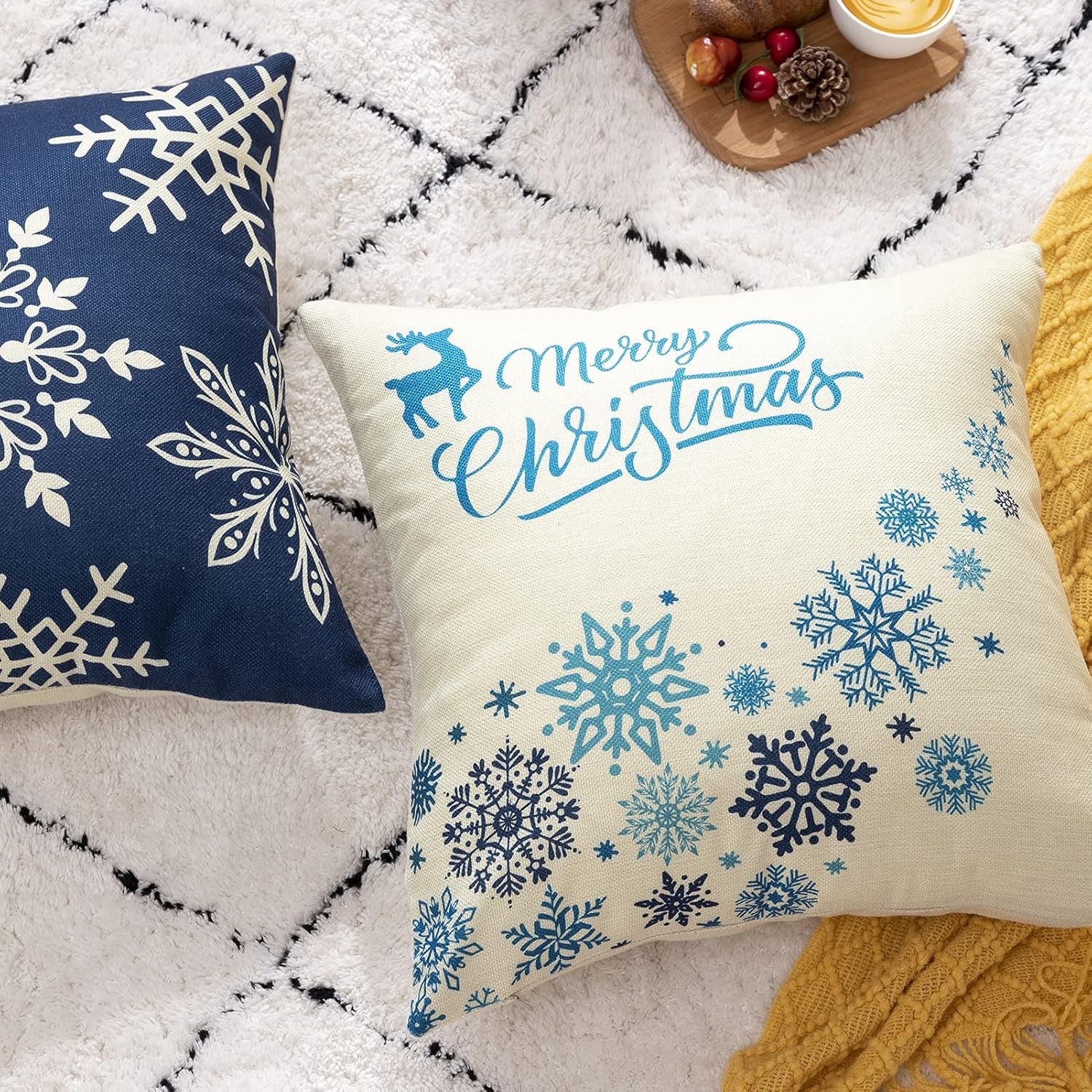 4 Pack Christmas Pillow Covers 18X18 Inch Linen Holiday Decorative Throw Pillow Covers for Sofa, Couch, Outdoor, Farmhouse and Home Christmas Decor