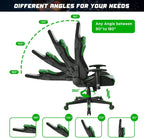 Gaming Chair with RGB LED Lights and Speakers,Video Game Chair, Swivel Racing Office Reclining Chair with Headrest & Lumbar Support, PU Leather High Back Computer Chair, Green