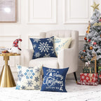 4 Pack Christmas Pillow Covers 18X18 Inch Linen Holiday Decorative Throw Pillow Covers for Sofa, Couch, Outdoor, Farmhouse and Home Christmas Decor