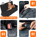 Dog Car Seat Cover - Waterproof Back Seat Protector for Pets, Non-Slip Design Compatible with Most Cars, Trucks, and SUVs - Black